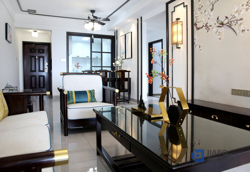 青龍灣裝修實景圖新中式風(fēng)格設(shè)計案例 客餐廳.jpg