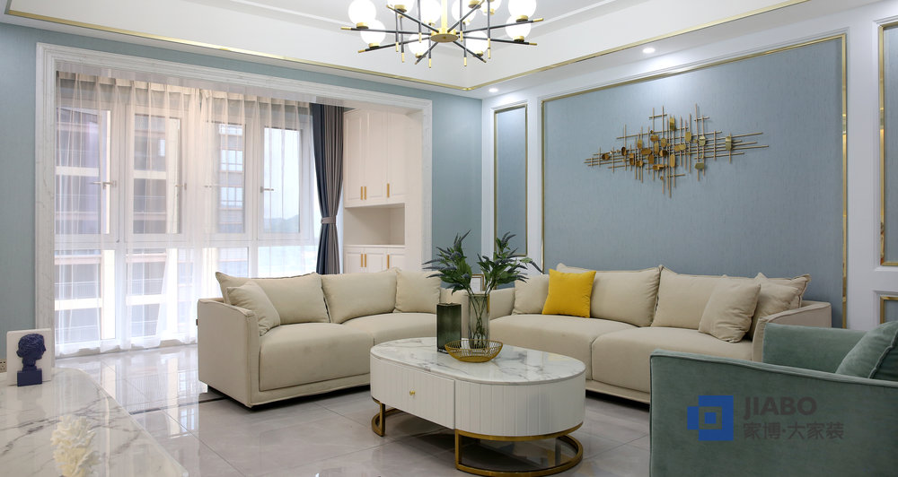 望云體育新城三室兩廳北歐風(fēng)格裝修效果圖 沙發(fā)背景墻.jpg